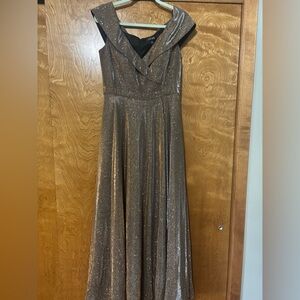 Xscape off the shoulder size 10 gold shimmer formal dress